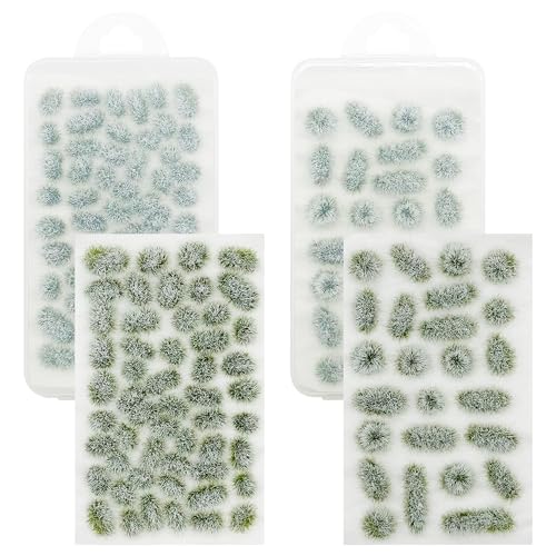 Woohome 78 PCS White Nylon Grass Tufts Model Scenery Kit for DIY Railway, Fairy Garden, Diorama - color: White