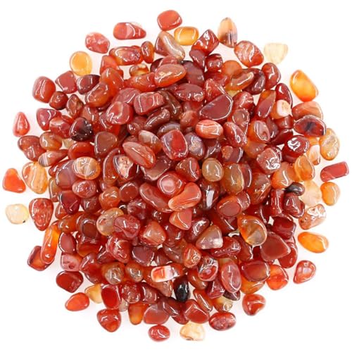 1 LB (460g) Natural Polished Crushed Agate Crystal Chips, Red - color: Red