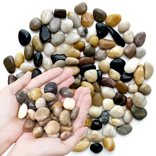 Pebbles Polished Gravel Natural River Rocks Ornamental Pebbles Garden Landscaping Stones Small Decorative Rocks for Fountain Aquarium Plants Vases Landscaping (Mixed Color, 10 LB) - size: 10 LB