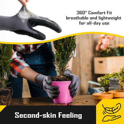 COOLJOB 3/12/36 Pairs Safety Work Gloves, Microfoam Nitrile Rubber Coated | Grip Nitrile Dipped Gloves with Full Fingers Touchscreen, Seamless Knit Nylon Gloves for Warehouse, Home Improvement, Xlarge - size: X-Large, style: 3 Pairs