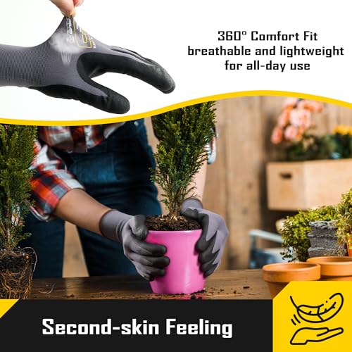 COOLJOB 36 Pairs Safety Work Gloves, Microfoam Nitrile Rubber Coated | Grip Nitrile Dipped Gloves with Full Fingers Touchscreen, Seamless Knit Nylon Gloves for Warehouse, Home Improvement, Small - size: Small, style: 36 Pairs