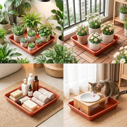 10 Pack Square Plant Saucer 12 Inches Drip Trays to Catch Water, Brick Red - color: Brick Red, size: 12 Inch