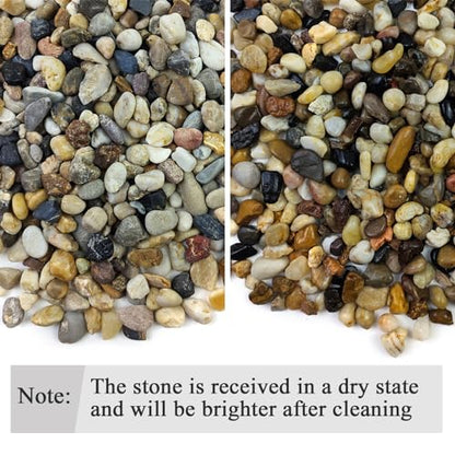 20 lbs Pea Gravel for Landscaping, 2/5 Inch River Rock, Aquarium Gravel | Fish Tank Gravel Rock Pebbles for Indoor Plant, Landscaping, Outdoor Garden, Succulent, Drainage, Vase, Fountain - size: 2/5 Inch
