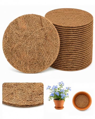 Coco Coir Drainage Mesh Pads for Flower Pots, 12 Pcs Pot Hole Covers(2inch,24pcs) - size: 2inch ,24pcs