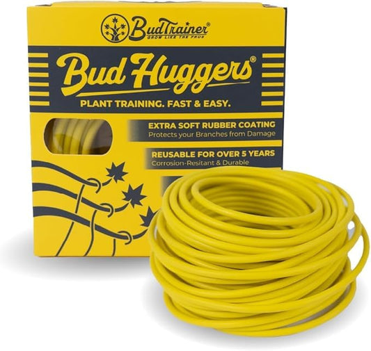 BudTrainer BudHuggers for Low Stress Plant Training, 50 Ft, Yellow | 3mm Rubber Garden Wire Ties | Flexible, Durable Support For Branches, Stems, And Canopy Training - color: Yellow