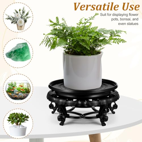 Resin Pedestal Base 9.64 in Round Plant Stand for Vase Fishbowl Flower Pot Bonsai Indoor Outdoor Chinese Display Rack for Living Room Balcony Office Patio Decor