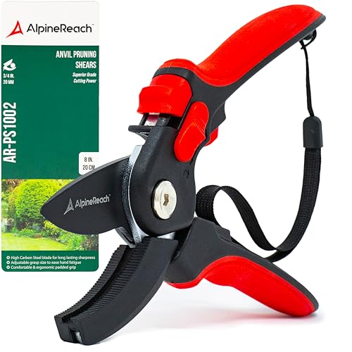 AlpineReach Anvil Pruning Shears for Gardening, Sharp Ergonomic Pruners, Heavy Duty High Carbon Steel Blade Plant Cutting Clippers, Adjustable Soft Handle for Small & Large Hands, Secateurs, Gift - style: Anvil