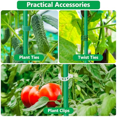 Lezmarket 60 Pack Garden Tomato Stakes(16" Each), Plant Support Stakes, DIY 4ft 5ft 6ft 7ft Sturdy Fiberglass Plant Sticks Support Garden Trellis for Growing Climbing Tomato Vegetables Flowers - size: 60Pack