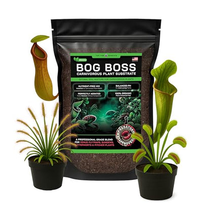 BOG BOSS - Premium Carnivorous Plant Soil Blend | Ideal for Venus Flytraps, Sundews, Nepenthes Pitcher Plants & Butterworts (1 QT) - size: 1 qt