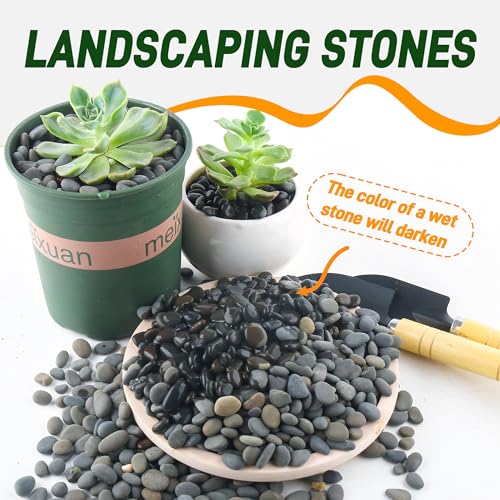 Quibbay 45 LB Natural River Rocks Mexican Beach Pebbles, 0.3-0.6 Inch Natural Unpolished Bulk Rocks, Pebbles for Landscaping Garden Paving Plant, Rocks for Walkways Outdoor Decorative Stone, Grey - size: 45 Pounds, 0.3-0.6 Inch