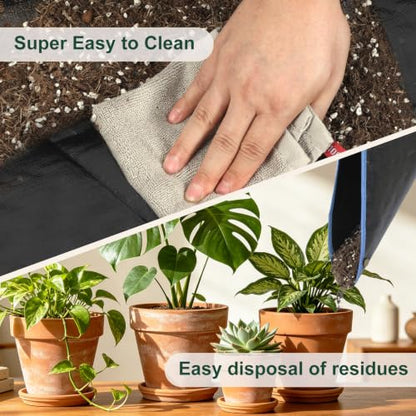 Large Waterproof Repotting Mat Super Thick for Potting Soil Mix 39.5"x39.5" - color: Black and Cerulean Blue, size: 39.5" x 39.5"