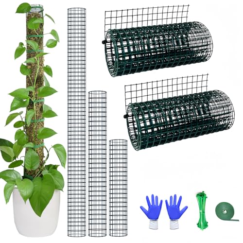 Moss Pole DIY Kit, 6.6ft Metal Moss Pole for Plants Monstera, 2Pcs 8.3in×3.3ft Steel Wire Mesh with Cable Zip Ties, Max Make 4Pcs 20" Sphagnum Moss Pole (6.6ft Wire Mesh Without Plier) - color: 6.6FT wire mesh without plier