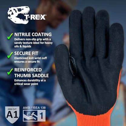 Magid T-REX TRX400 Impact Gloves, Sandy Nitrile, 1 Pair, Size 11/2XL - size: 11/XXL, style: 1 Pair