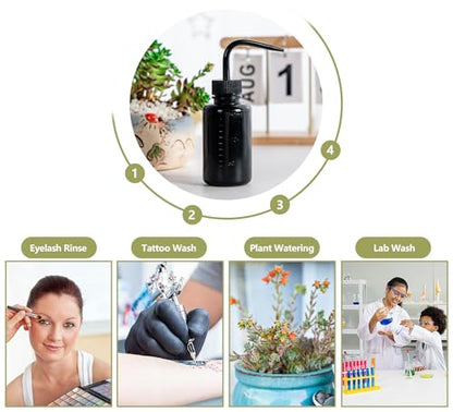 Melphoe Tattoo Wash Bottle Squeeze, 2Pcs 150ml Water Squirt Bottle Succulent Watering, Safety Rinse Watering Tools, Tattoo Supplies, Irrigation Sprinkling Can Wash Plant (Black) - color: Black, size: 5 Ounces