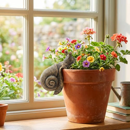 Yolev Snail Plant Decorations for Pots Resin Climbing Snail Figurine Flower Pot Hugger Hanging Snails Statue Planter Flower Pots Decorations for Lawn Yard Patio Garden Ornaments Decoration