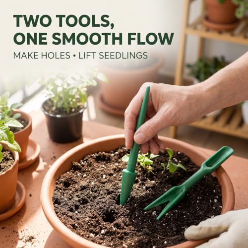 Mini Garden Hand Succulent Transplanting Tools,Widger Plastic Seedlings Dibber Sowing Digging Mini Gardens Hands Tools for Home Garden,Pack of 2 Hands Tools