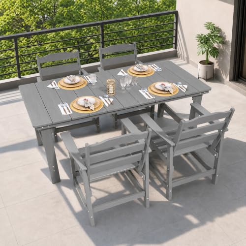 THOEOE 5 Pcs Outdoor Dining Set, 50" HDPE Dining Set for 4, Grey - color: Grey, size: 5-Piece（1 Table＆ 4 Chairs）
