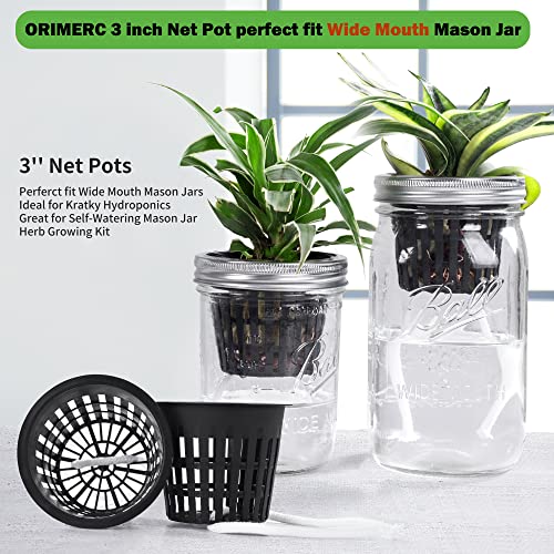 ORIMERC 30 Pack 3 inch Net Cup Pots with 30 feet Hydroponic Self Watering Wick & 30 Plant Labels Aquaponics Mason Jar Bucket Insert Orchid kratky Vegetable Gardening Growing Netted Basket Slotted Mesh - size: 3 inch(30 Pack)