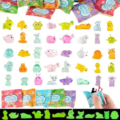 HKLMRO 100PCS Glow in The Dark Mini Resin Animals Mystery Blind Bag, Tiny Figurines for Fairy Garden, Dollhouse Decor, DIY Crafts, Kids Party Favors and Classroom Rewards
