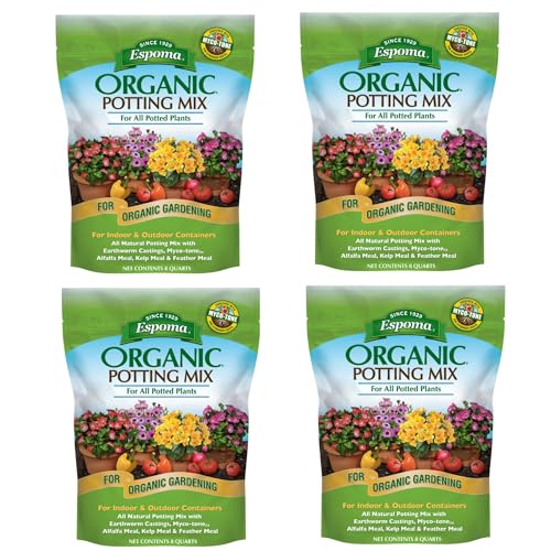 Espoma Organic Potting Soil Mix - All Natural Potting Mix For All Indoor & Outdoor Containers Including Herbs & Vegetables. For Organic Gardening, 8qt. bag. (Pack of 4) - style: Peat Moss,Potting Mix,Potting Soil (Pack of 4)