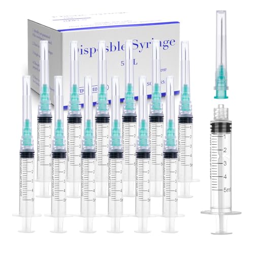 100 Pack 5ml Syringes with 21 Gauge 1.5 inch, Sterile Luer Lock Lab Syringes for Scientific Measuring and Refilling, Individual Package - color: 100 Pack, size: 5ml 21Ga 1.5"(Luer Lock)
