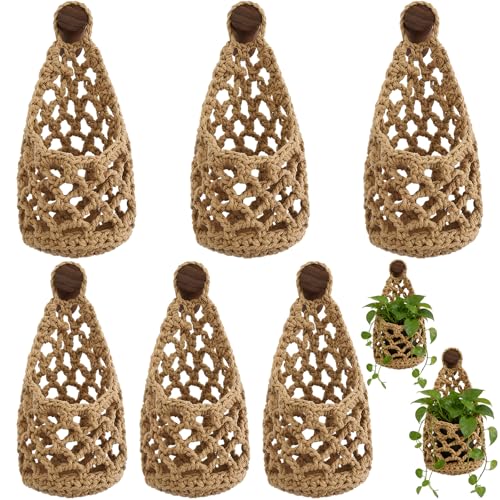 6 Pk Macrame Plant Hanger,5 x 9 Inch、 4 x 8 Inch,Linen Color | Wall Planters for Indoor, Boho Wall Mounted Flower Baskets, Hanging Planter, Plants and Pots Are Not Included - color: Linen Color, size: 5 x 9 Inch、 4 x 8 Inch