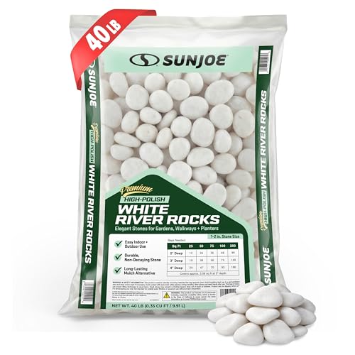SJ-RK004-40 - Premium High-Polish White Decorative Pebbles, 1-2 in, 40lb Bag - color: High Polished Rocks -White, size: 40-LB Bag