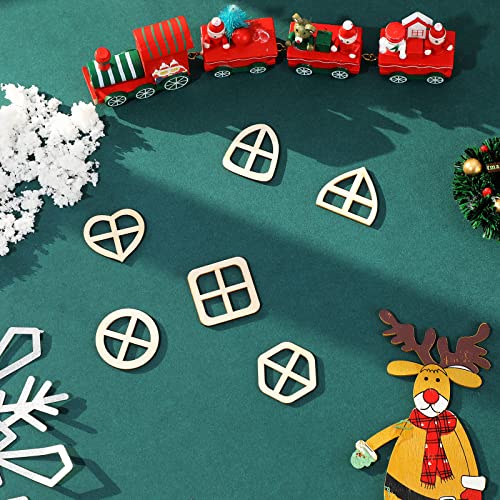 Yulejo 48 Pcs Fairy Door Wooden Garden Doors Craft Mini Window Fairy House DIY Kit Unfinished Miniature Door Unpainted Fairy Window Accessories for Wall Home Party Decoration (Delicate Style)