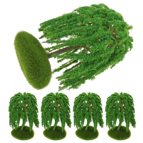 NUOBESTY 5pcs Mini Artificial Willow Trees for Railroad Model Scenery - size: 2in