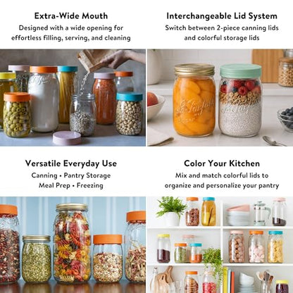 Le Parfait Screw Top Jar 2L (64oz) Wide Mouth Glass Jar, Gold, 1 Pack - color: 2L-Gold (Single)