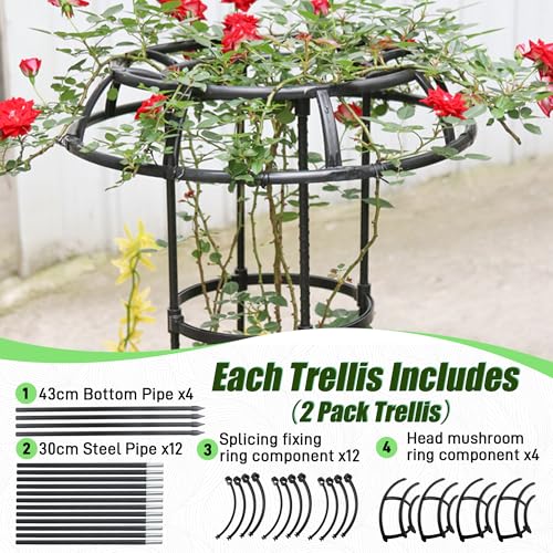 Quibbay Garden Trellis for Climbing Plants Outdoor, 53 Inch Mushroom Top Trellis for Climbing Plants, Metal Plant Flower Trellises for Vine Grape Vegetable Cucumber Tomato Trellis, 1 Pack - style: 4 Floors-10*53IN