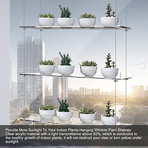 3-Tier Hanging Acrylic Plant Shelves for Windows | Each Tier 16 Inch Long, Height Adjustable Plant Stand, Clear Hanging Plant Stand for Indoor Windows, Grow Herbs,Flower - color: 3 Tier