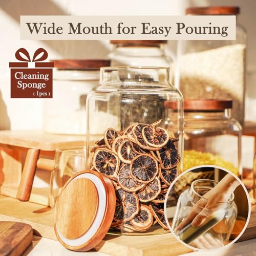 Labina Glass Storage Container Airtight Food Jars Kitchen Canister with Wood Lids, 88 Oz Wide Mouth Pantry Organization Glass Jar for Flour, Sugar, Cookie, Spagetti, Nuts and Candy - size: B5: 88 Oz 1 pcs