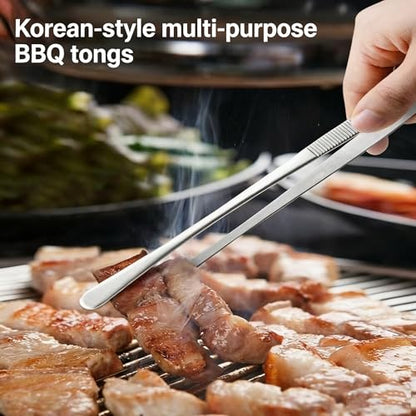 10-Inch Fine-Tip Kitchen Tweezers Tongs, Extra-Long Stainless Steel Cooking Tweezers Dishwasher Safe for Grilling, Baking & Food Prep (2 Parks 10In BBQ Tongs w/Hook) - color: 2 Parks 10in Bbq Tongs W/Hook