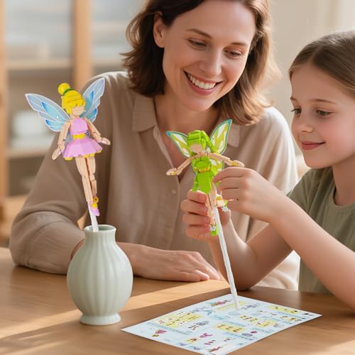 Flower Fairy Building Kit,2Pack Figure Bouquet Building Kit, for Home Decor, Christmas, and Birthday Gifts for Girls Age 8-12(Pink and Green