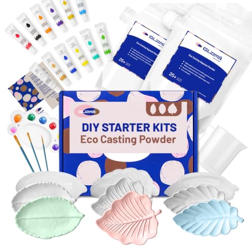 Complete Gypsum Casting Kit for Adults – Make 2 Sets of 6 Leaf Trays, DIY Home Decor Craft Kit for Women & Beginners, Water-Activated Fast Curing Plaster Kit with Acrylic Paints for Date Night & Gifts - size: Leaf-B