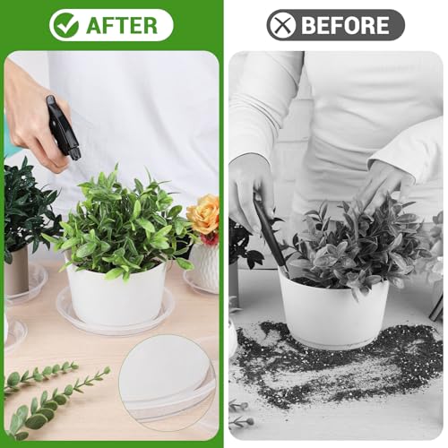 GREANER 30 Packs Clear Plant Saucers, 5 Inch Plastic Trays for Plants, Heavy Duty Drip Trays for Potted Plants, No Holes Pot Trays for Indoor Outdoor Plants - size: 5 Inch