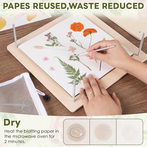 GTQYYF Flower Press Kit 11" x 11" Large Wooden Flower Presser, 10-Layer Flower Pressing Kit for Adults & Teens, DIY Wedding Bouquet Preservation, Dried Flower Art, Pressed Flower & Leaf Crafts