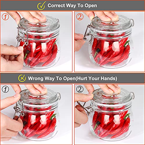 Betrome 25 oz 6 Pack Clear Glass Jars With Airtight Lids, Preserving Jars