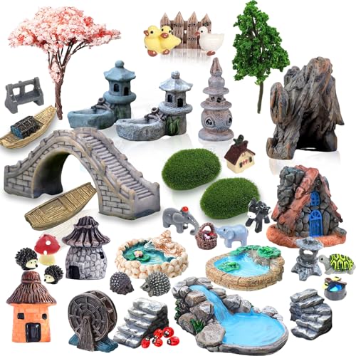 Fairy Garden Accessories Outdoor, 42 Zen Accessories, Miniature Decorations Supplies for Micro Landscape Plant Pots Bonsai Craft Decor - Fairy Kit - color: 42 Zen Garden Accessories