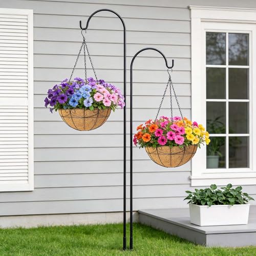 4 Pack 12 Inch Hanging Baskets for Plants Outdoor - Metal Hanging Planters for Outdoor Plants with Coco Liners - Heavy Duty Empty Hanging Flower Pots for Porch Patio Garden - size: 12 Inch