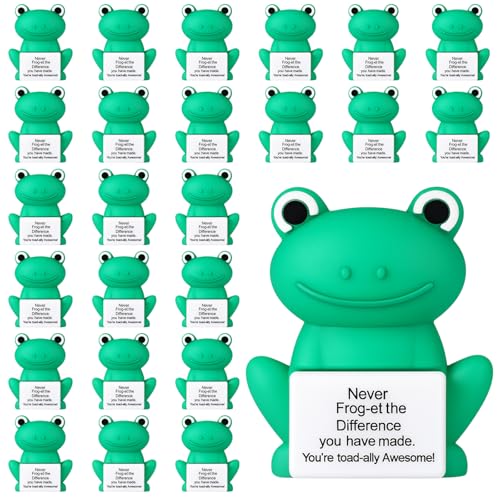 Gejoy 25 Pcs Mini Rubber Frog Toys Positive Mini Frogs Figures | Tiny Figurines to Hide, Frog Gifts with Motivational Quote, Birthday Encouragement Gifts for Coworker Desk Decor - style: Frog