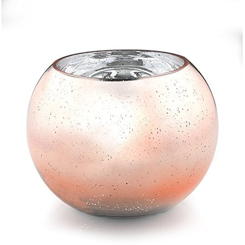WGV Bowl Glass Vase Bulk, Diameter 8", Height 6", Open Width 5", (Multiple Choices) Rose Gold with Spot Bubble Planter for Wedding Event Home Decor, 12 Pieces (VBW0008RGS) - color: Rose Gold, size: 8"D 1 Case