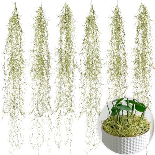 SEEKO Succulents Fake Spanish Moss 6 Pack – Artificial Hanging Moss Decor