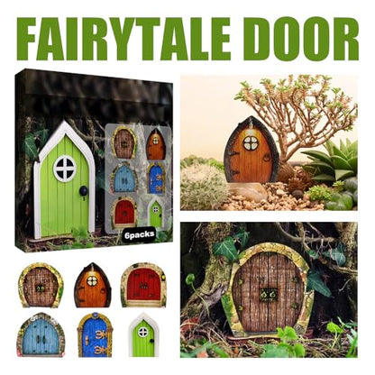 Enchanted Fairy Door for Tree Trunks - Weather-Resistant Miniature Garden Decor, 6-Piece Whimsical Outdoor Accessory Kit for Kids & Fantasy Enthusiasts