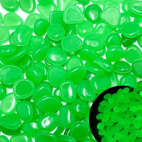 Glow in The Dark Fish Tank Rocks,Green Glowing Rocks Stones Resin Glow in Dark Pebbles for Outdoor Garden, Fish Tank, Aquarium, Landscaping,Driveway Decoration,1.4 Lb - color: 4-Green, size: 1.4 LB