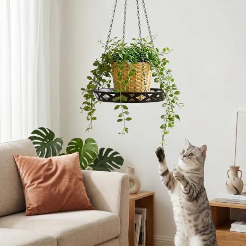 Pumtus 2 Pack Metal Plant Hangers, Iron Hanging Planters for Indoor Outdoor Plants, Adjustable Flower Pot Basket with Chain Hook, Sturdy Plant Shelf Holder for Ceiling Window Gardening Home Decor