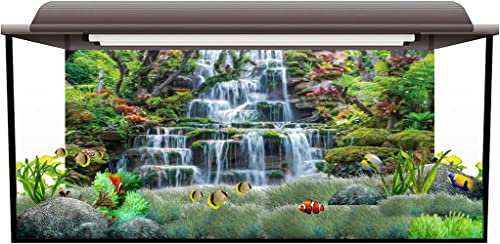 72x24 inches Waterfall Aquarium Backdrop Plants Reptile Habitat Background | AWERT Forest Park Green Tropical Plants Fish Tank Background Vinyl - size: 72x24in/180x60cm
