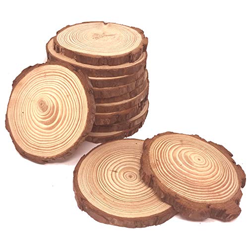 12 Pcs 4.4"-4.7" Unfinished Wood Slices Circles with Bark for Coasters DIY Crafts Christmas Ornaments Rustic Wedding Decorations - size: 12pcs 4.4"-4.7"