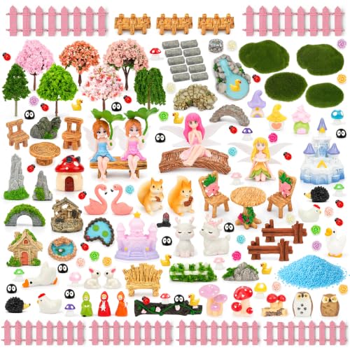 EKisemio 150 Pcs Fairy Garden Accessories Kit,Miniature Fairy Houses Decor